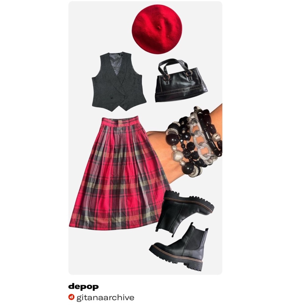Plaid Skirt and Vest Set with Accessories